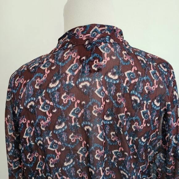 Anna Sui Silk Kimono Open Front Sheer Metallic Gold Purple Women Medium Large - Picture 7 of 13